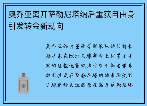 奥乔亚离开萨勒尼塔纳后重获自由身引发转会新动向